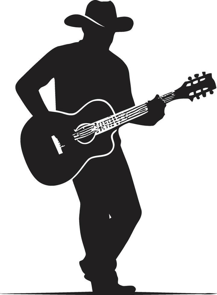 harmonisk horisont ikoniska gitarr logotyp greppbrädan fantasi symbolisk gitarr design vektor