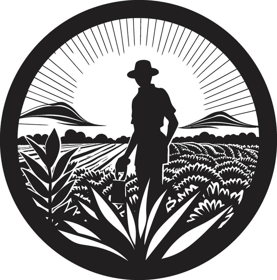 Felder von der Wohlstand Landwirtschaft Logo Vektor Symbol Ernte Horizont Landwirtschaft Emblem Design