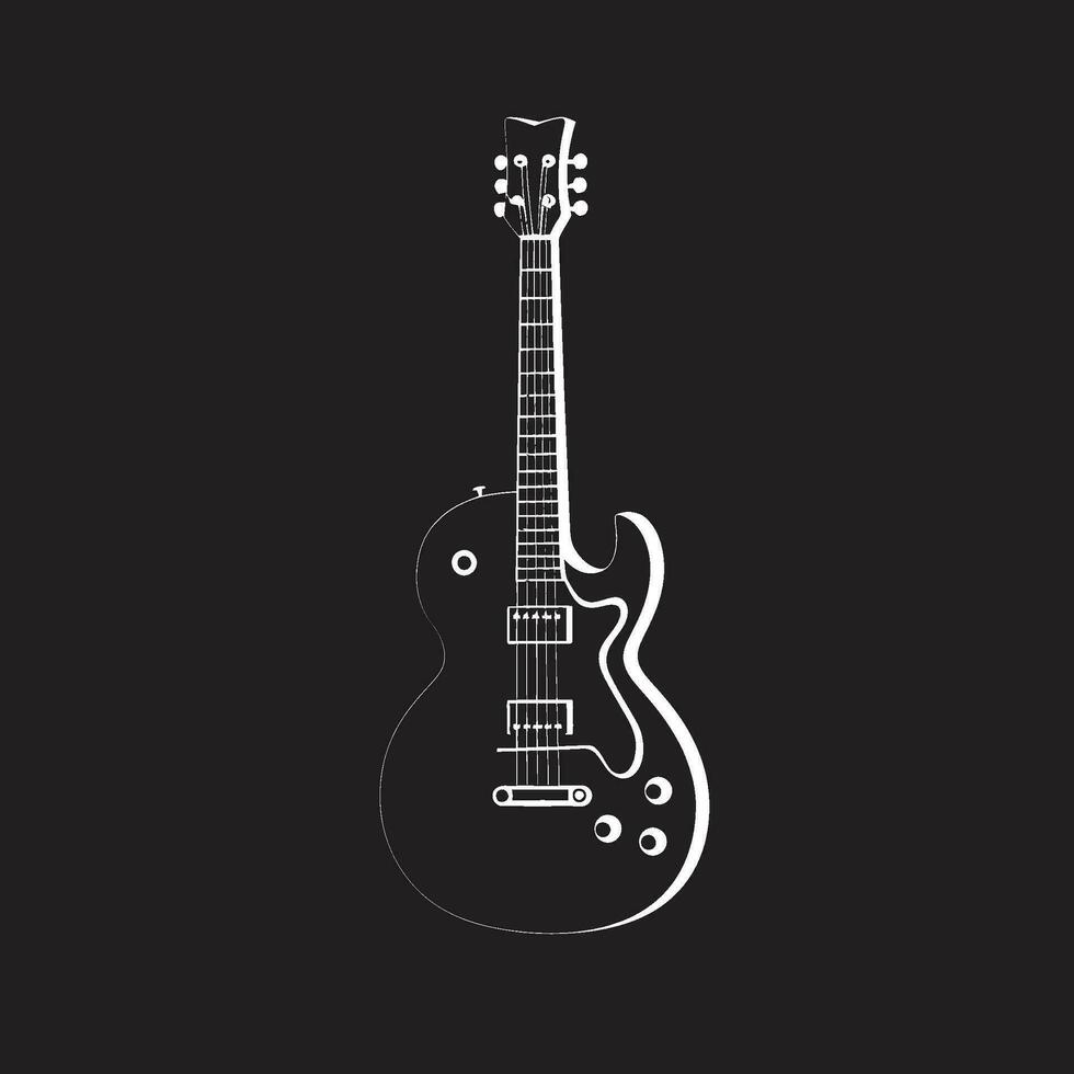 melodisk musa gitarr ikoniska emblem harmonisk nyanser gitarr logotyp design ikon vektor