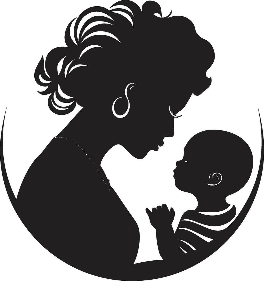 moderlig kärlek kvinna och barn logotyp oändlig tillgivenhet symbolisk moderskap vektor