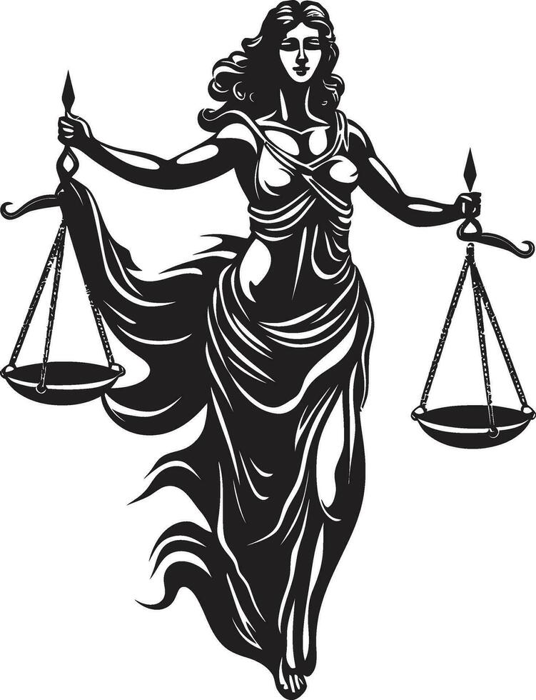 tugendhaft Wachsamkeit Gerechtigkeit Dame Symbol legal Leuchte Dame von Gerechtigkeit Emblem vektor
