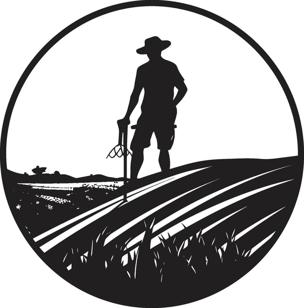 Felder von der Wohlstand Landwirtschaft Logo Vektor Grafik Ernte Horizont Landwirtschaft Logo Design Symbol