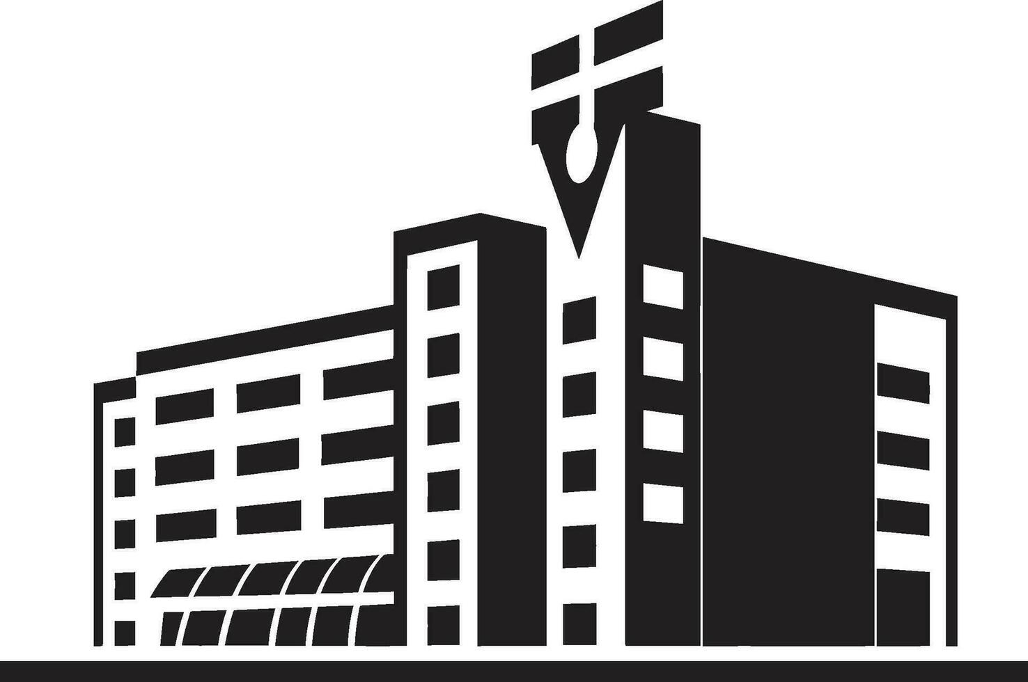 Heilpunkt Hochhaus Klinik Logo Design Gesundheit Oase Krankenhaus Emblem Vektor