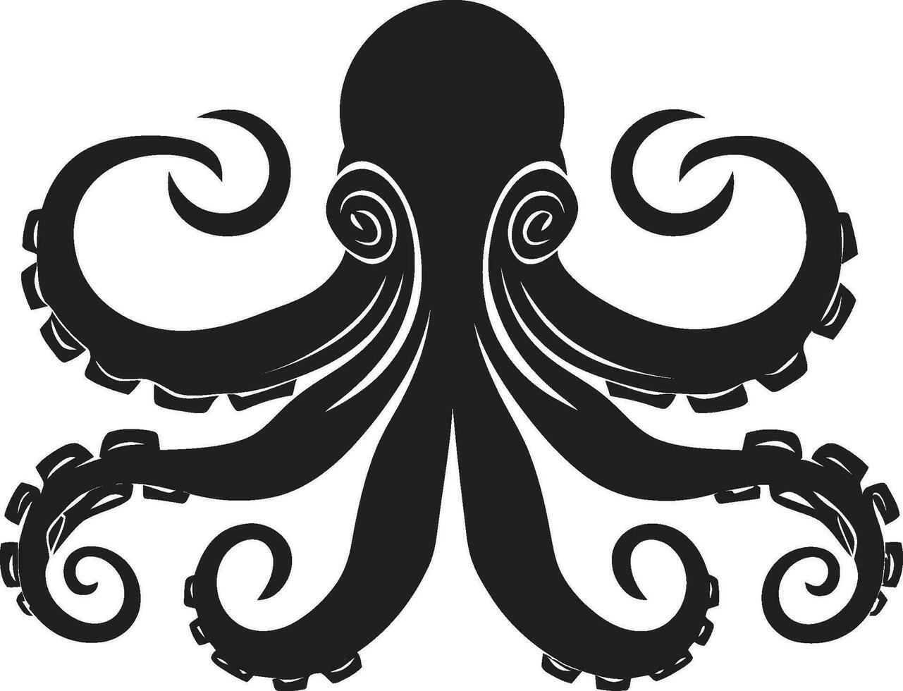 bläckig flathet bläckfisk logotyp design nedsänkt stil symbolisk bläckfisk ikon vektor