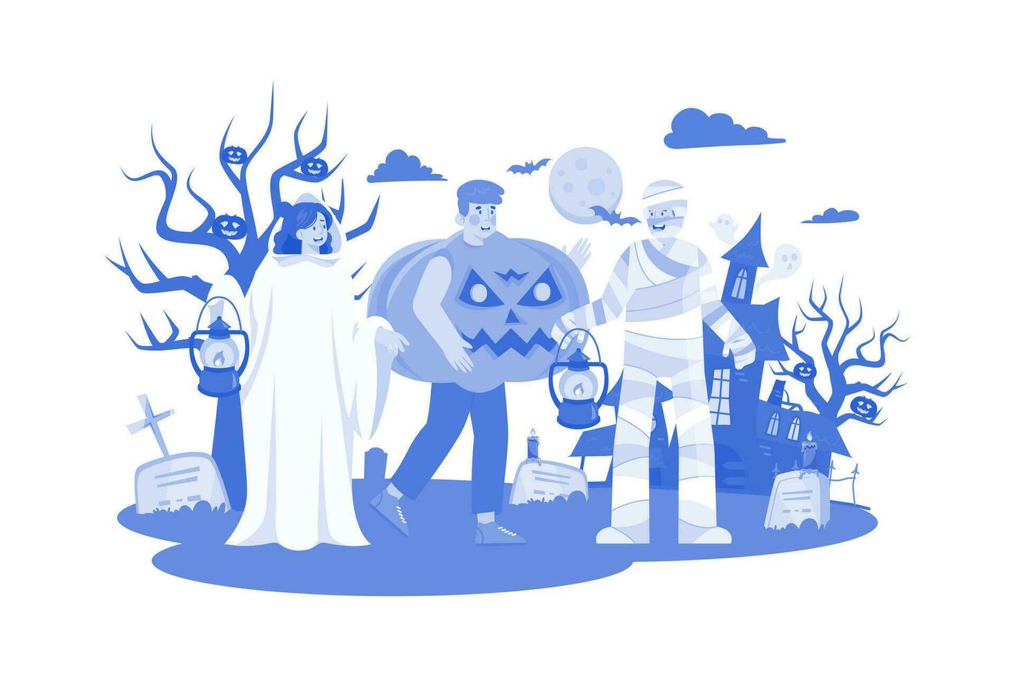 glücklich Halloween Illustration Konzept auf Weiß Hintergrund vektor