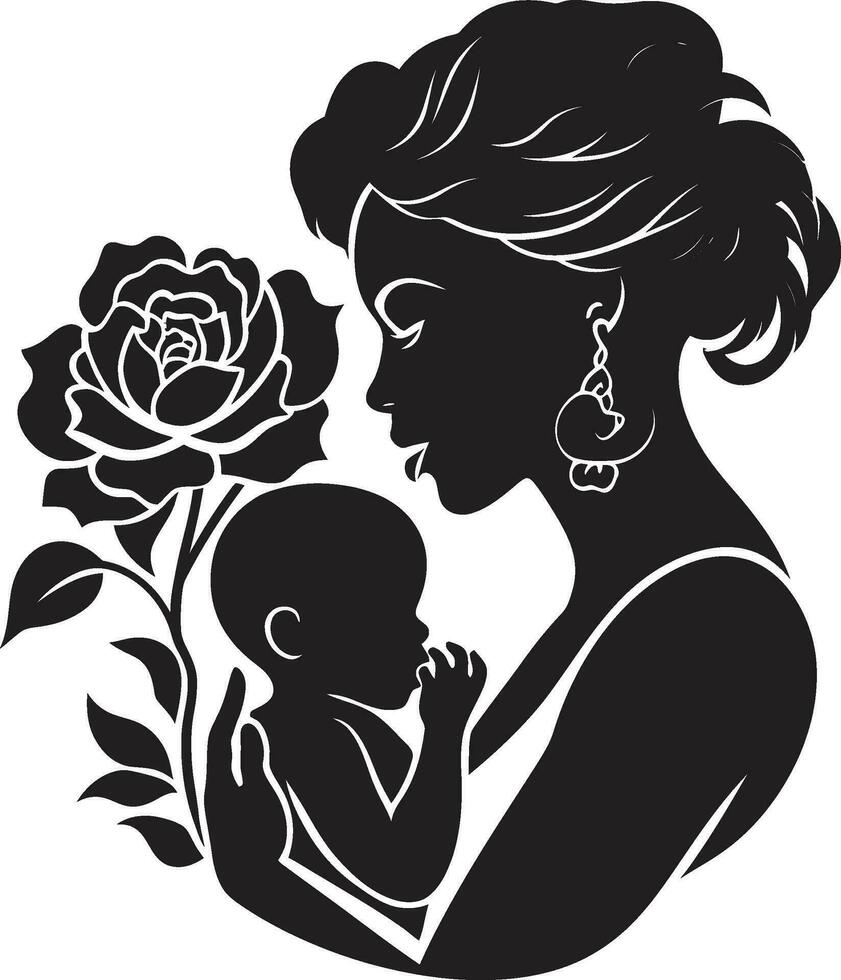omhuldade förbindelse ikoniska design moderlig kärlek kvinna och barn logotyp vektor