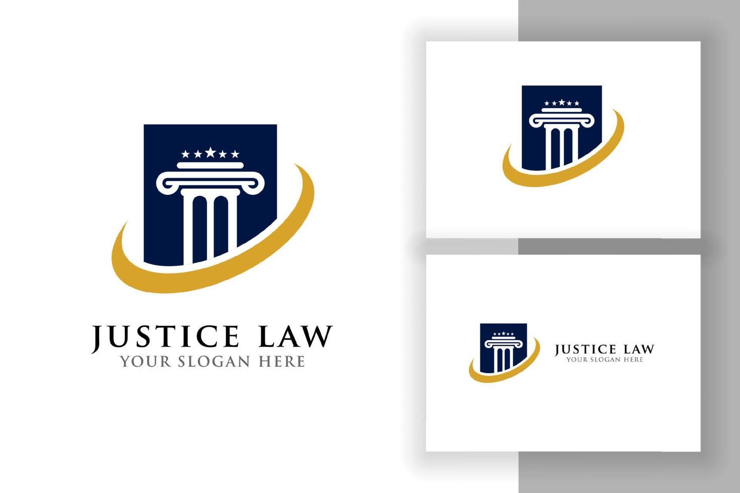 Logo-Design-Vorlage für Justizgesetze. Säule und Sternform Abbildung vektor
