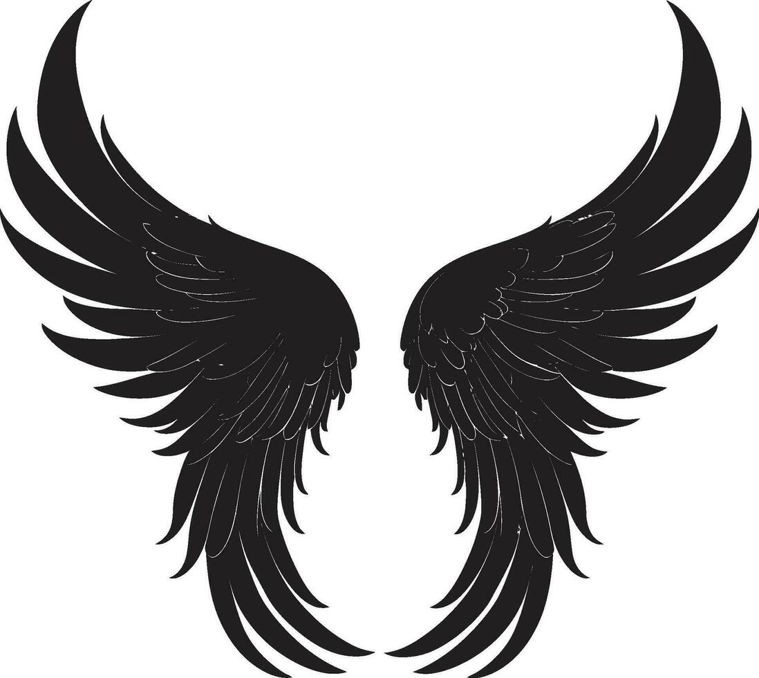himmlisch Gefieder Engel Flügel Emblem seraphisch steigen ikonisch Flügel Design vektor