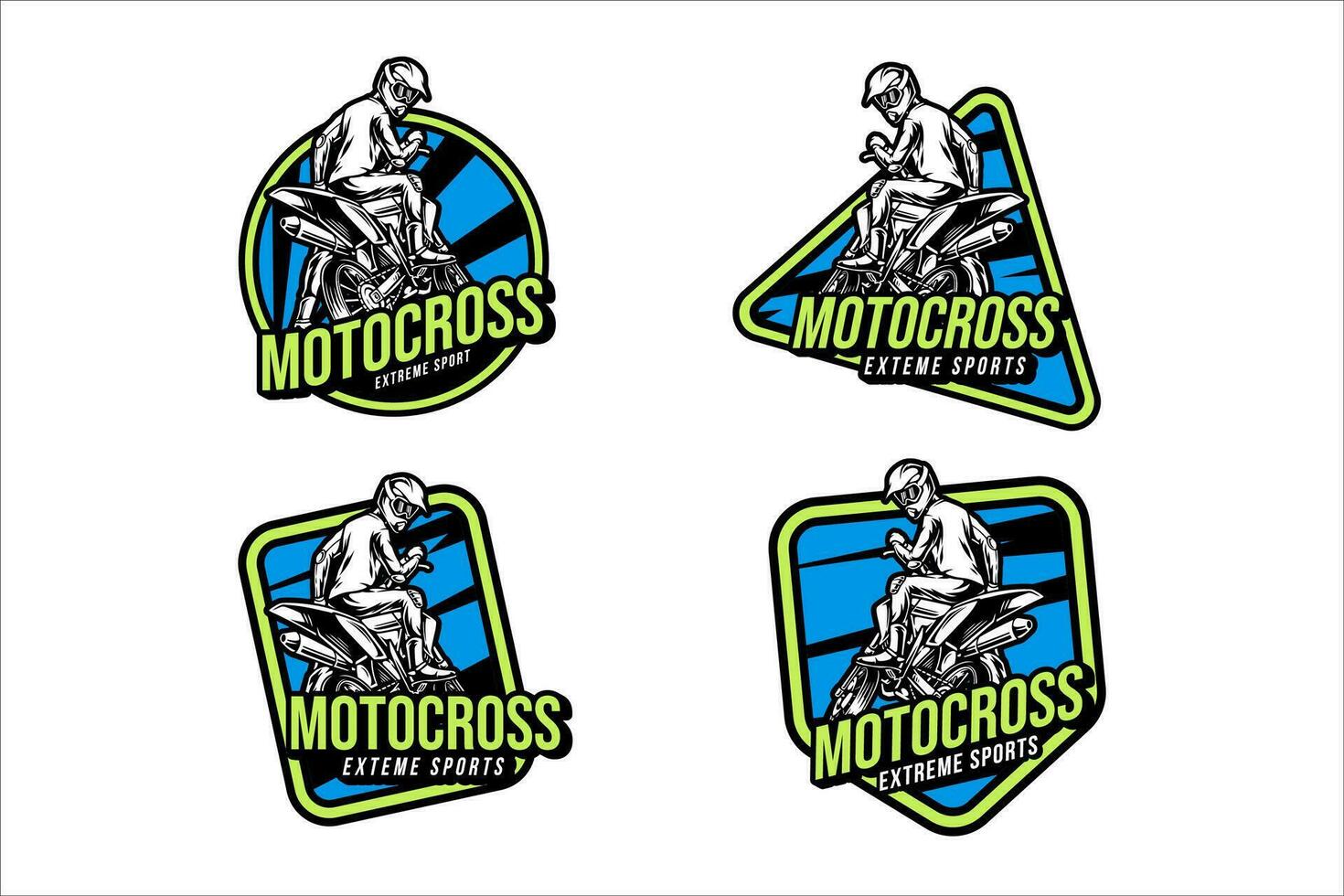 Super moto Abzeichen Logo Design einstellen Sammlung zum Sport und Abenteuer vektor