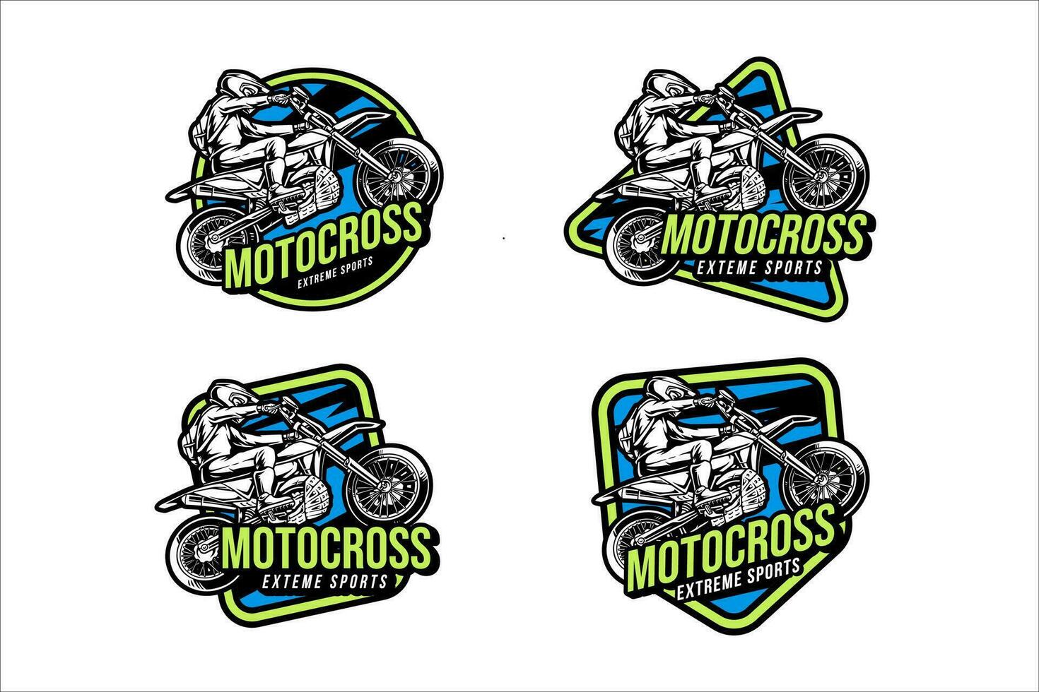 Super moto Stehen Abzeichen Logo Design einstellen Sammlung zum Sport und Abenteuer vektor