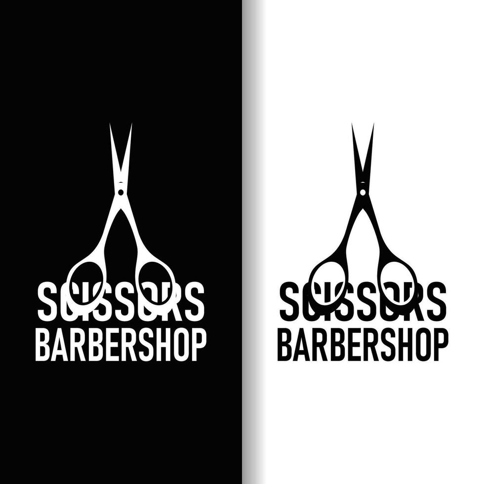 Schere Logo Design Jahrgang alt einfach Barbier Schneiden Werkzeug schwarz Silhouette Illustration vektor