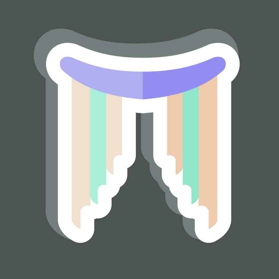 Aufkleber Fischschwanz. verbunden zu Vorhänge Symbol. einfach Design editierbar. einfach Illustration vektor