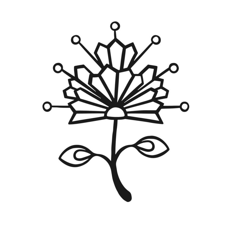 ethnisch stilisiert linear Gliederung von Kornblume Wildblume, Vektor ohne Farbe