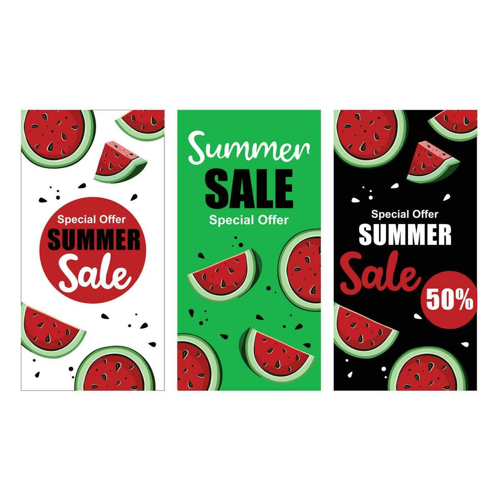 einstellen Sommer- Angebot, Wassermelone Förderung, Illustration 10 eps vektor