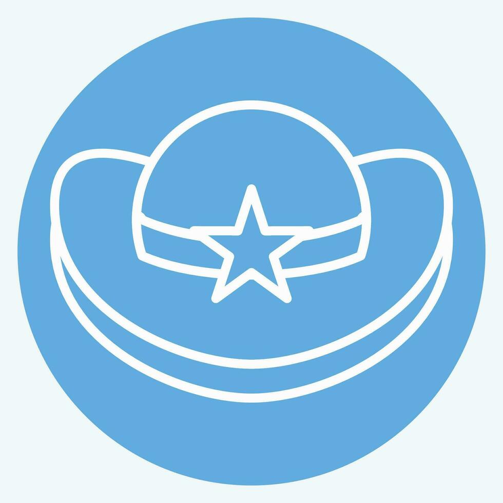 ikon cowboy hatt. relaterad till hatt symbol. blå ögon stil. enkel design redigerbar. enkel illustration vektor