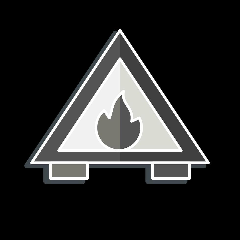 Symbol Feuer Gefahr. verbunden zu Feuerwehrmann Symbol. glänzend Stil. einfach Design editierbar. einfach Illustration vektor