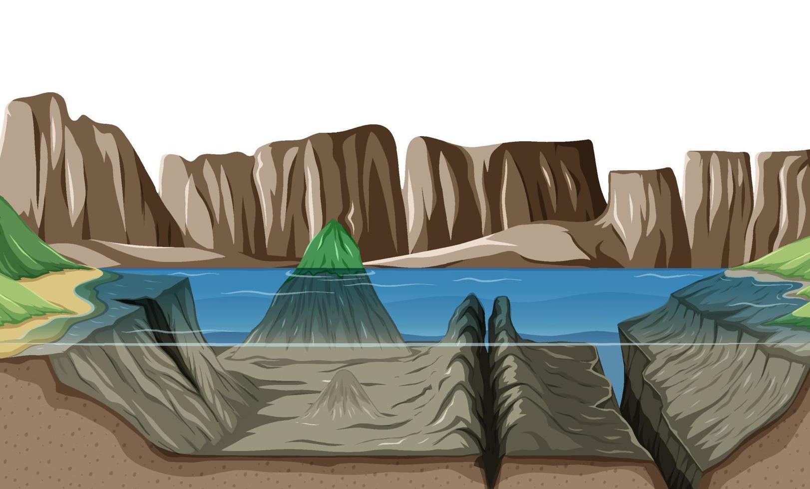 Naturszenenlandschaft mit Unterwasser des Sees vektor