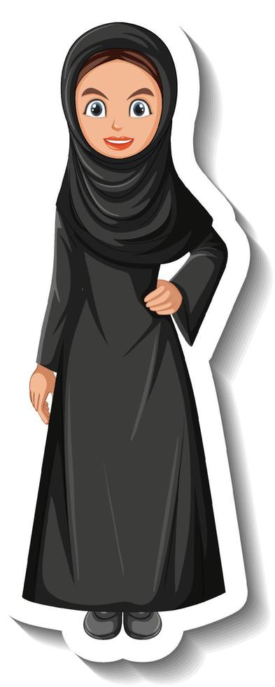 muslimische Frau Cartoon-Charakter-Aufkleber auf weißem Hintergrund vektor