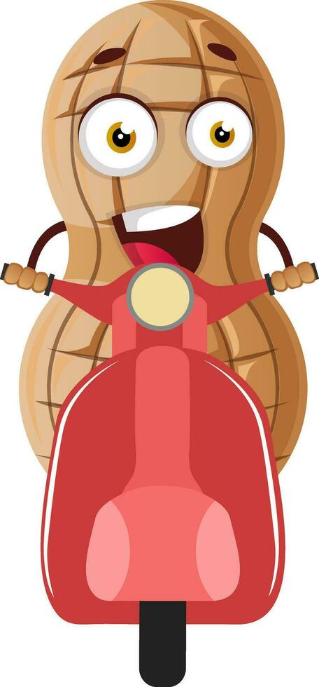 jordnöt karaktär på skoter vektor