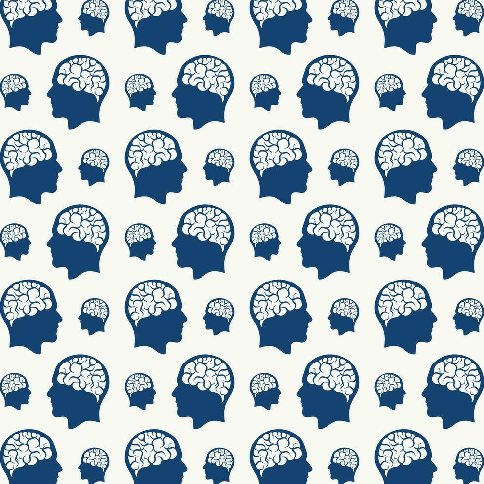 huvud med hjärna vektor illustration upprepa sömlös mönster design