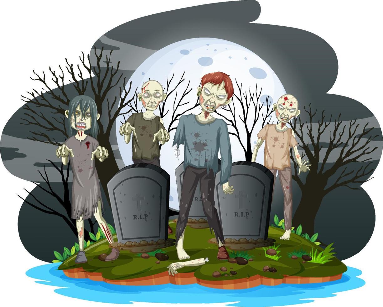 gruselige Zombies auf dem Friedhof vektor
