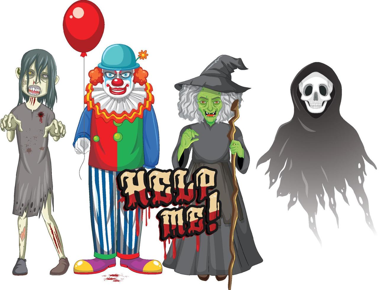 hilf mir beim textdesign mit halloween-geisterfiguren vektor