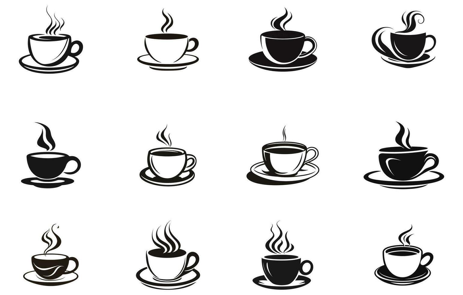 kaffe kopp ikon. vektor illustration, kaffe och te kopp uppsättning