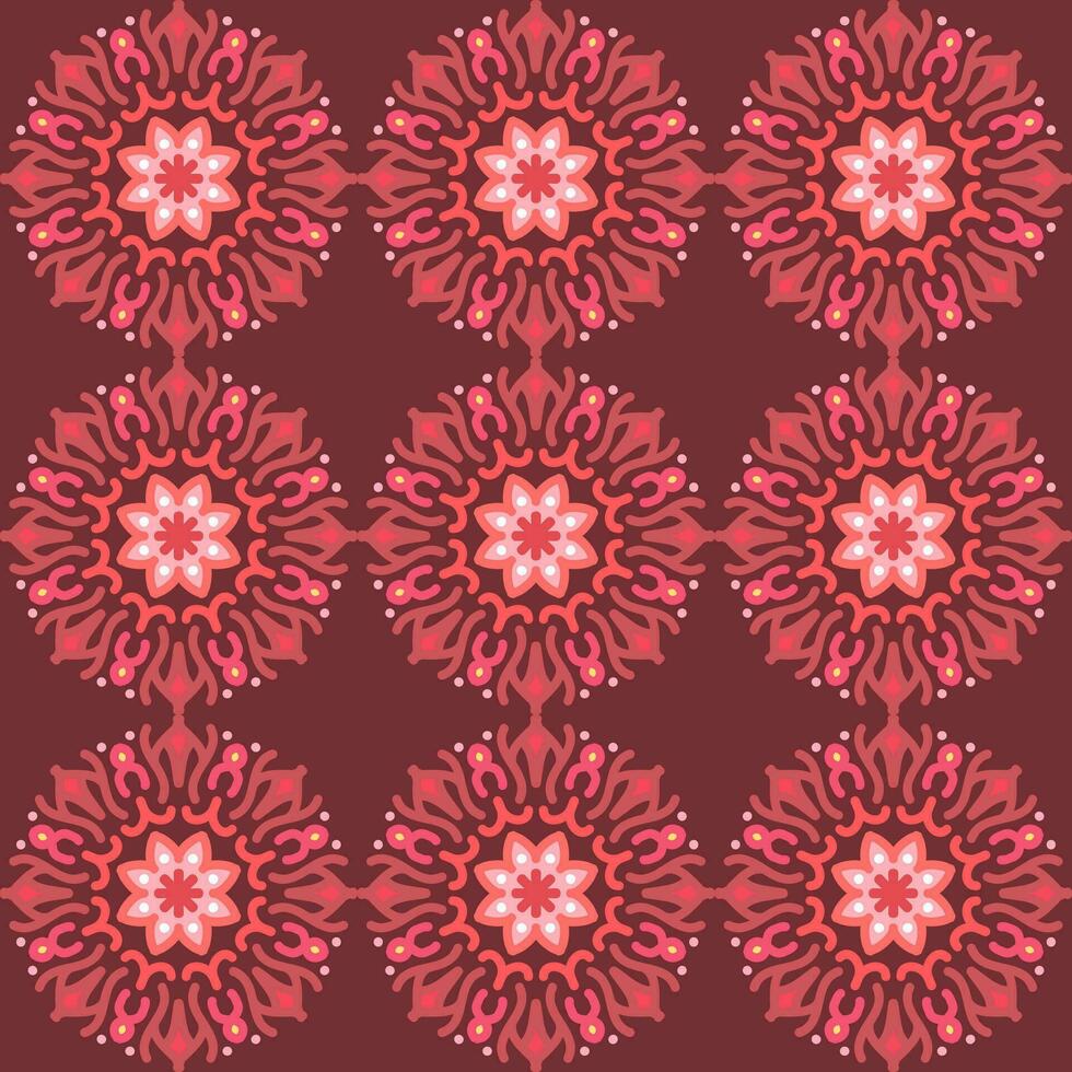 nahtlos Muster rot Mandala Blumen- kreativ Design Vektor Illustration Hintergrund