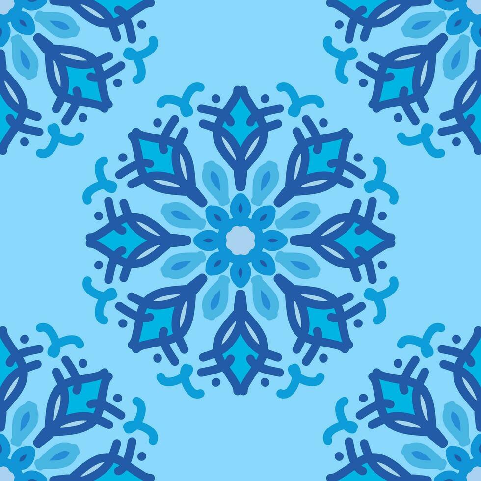 Blau Türkis aqua menthe Mandala Jahrgang Blumen- Innere nahtlos eben Design Hintergrund Vektor Illustration