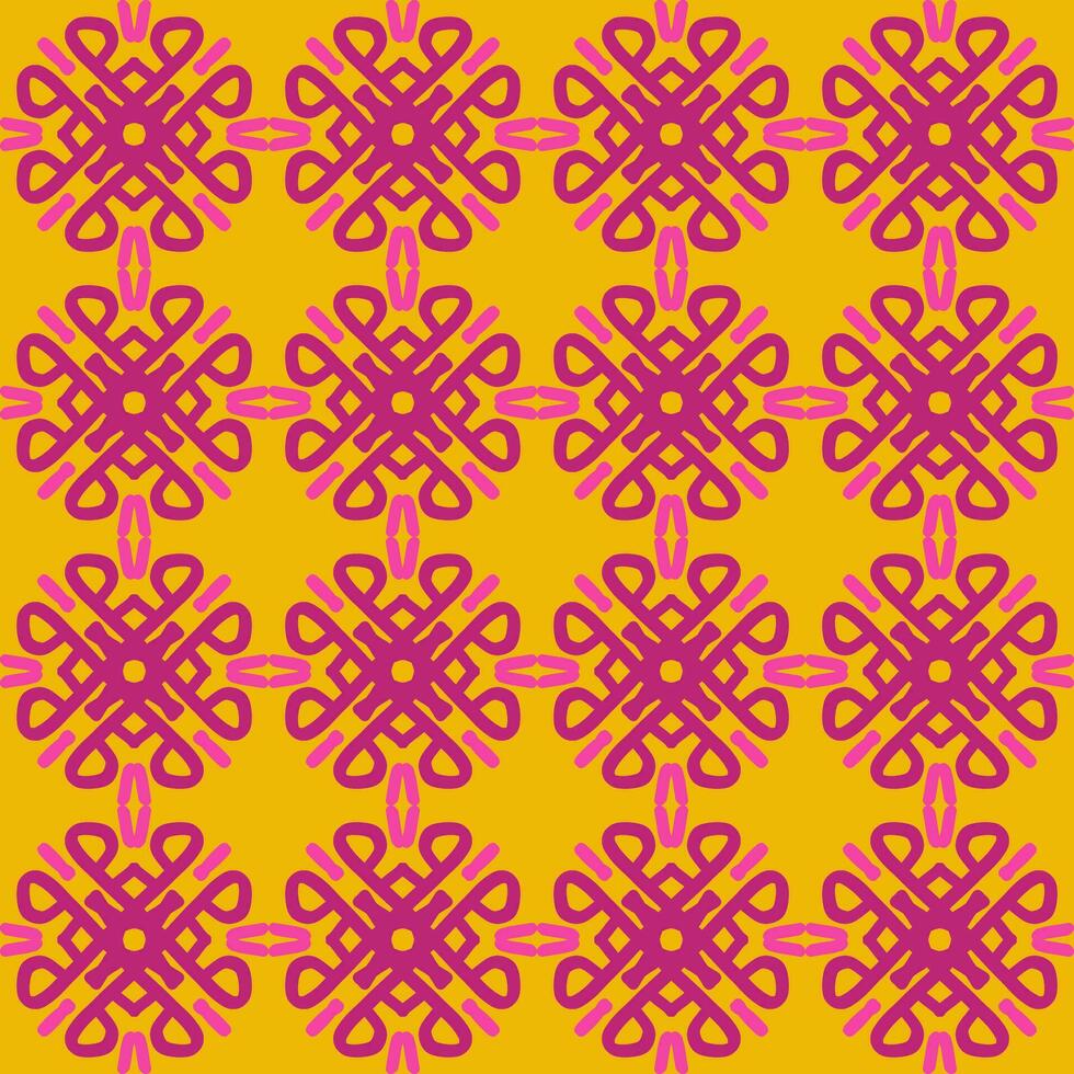 rosa violett gul mandala konst sömlös mönster blommig kreativ design bakgrund vektor illustration