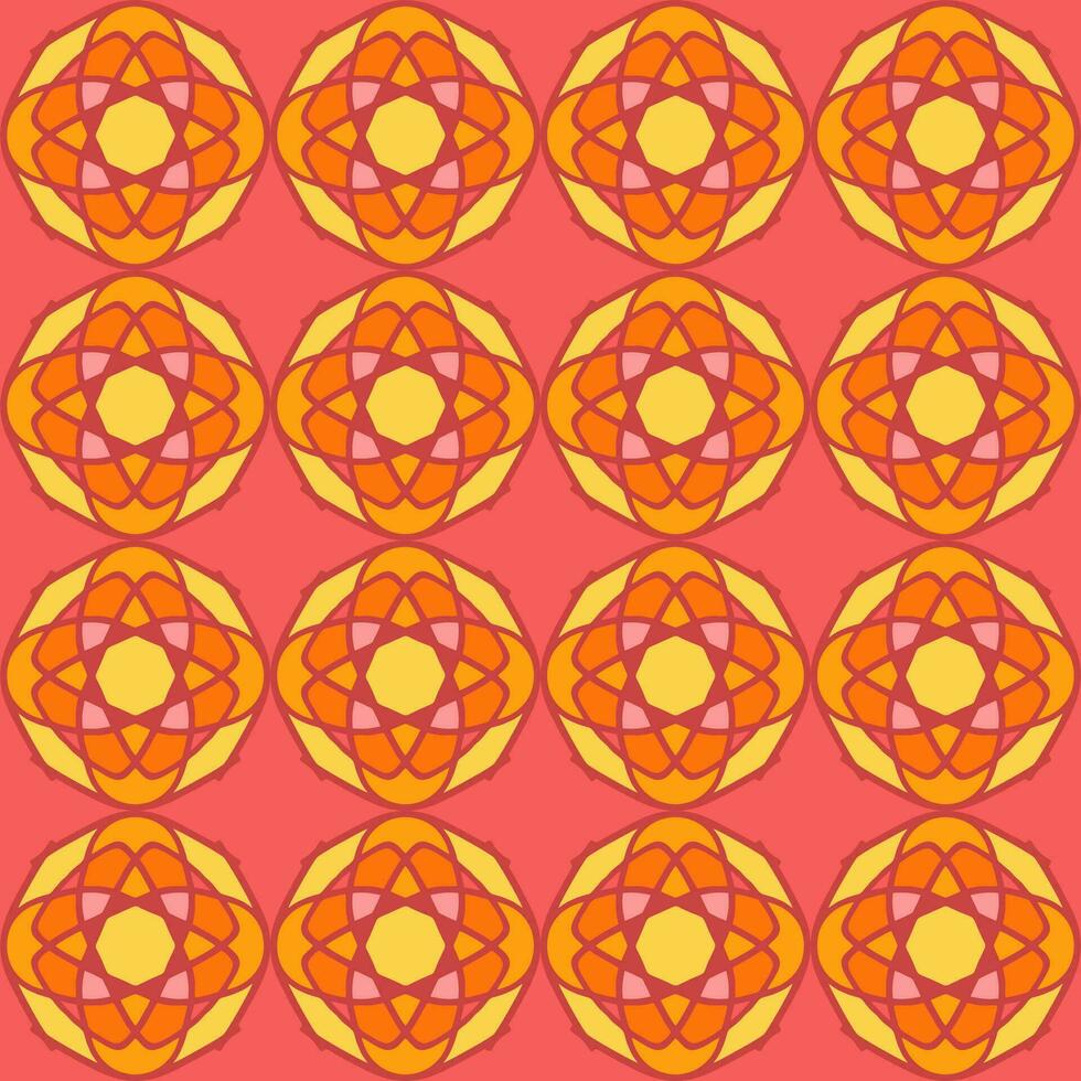 gul röd mandala blommig kreativ sömlös design bakgrund vektor