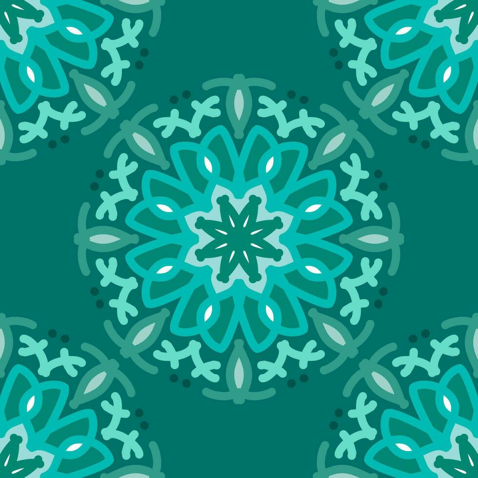 Blau Türkis aqua menthe Mandala Jahrgang Blumen- Innere nahtlos eben Design Hintergrund Vektor Illustration