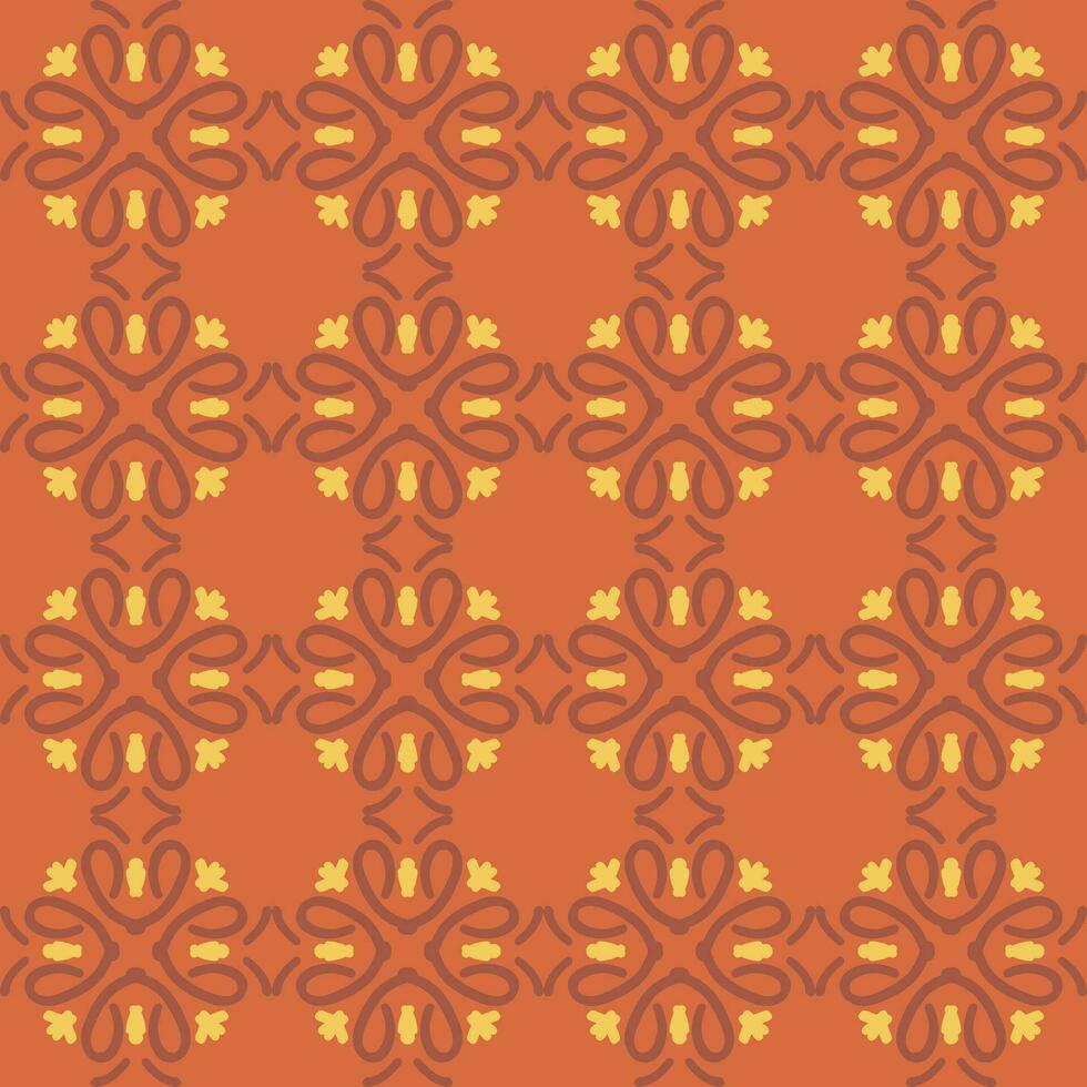 orange röd persika mandala konst sömlös mönster blommig kreativ design bakgrund vektor illustration