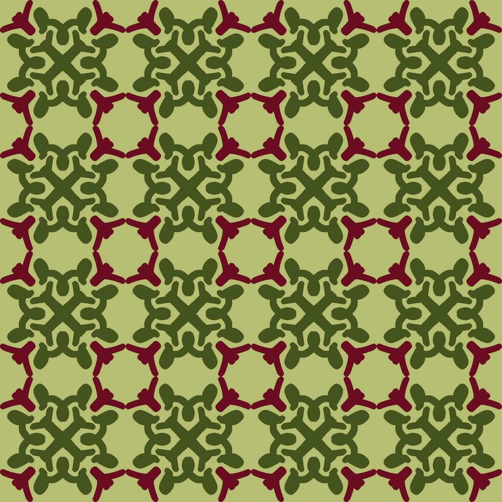 Grün rot Mandala Kunst nahtlos Muster Blumen- kreativ Design Hintergrund Vektor Illustration