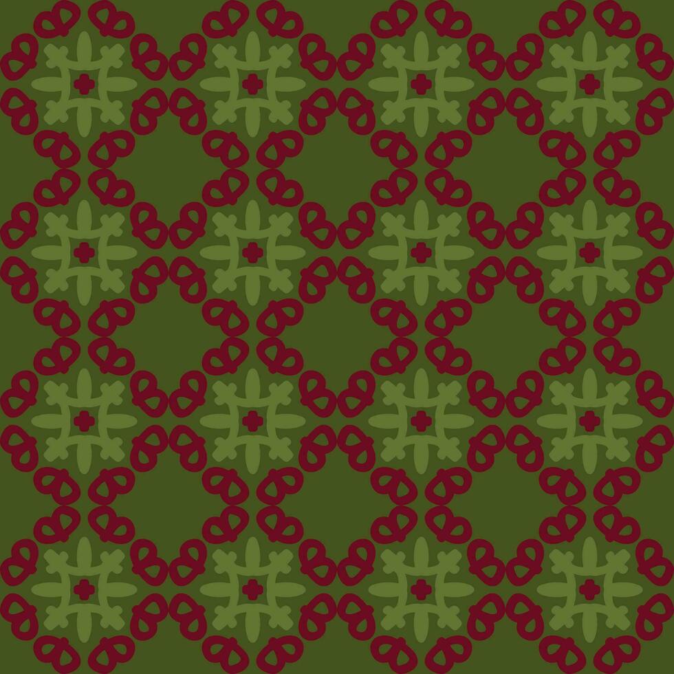 grön röd mandala konst sömlös mönster blommig kreativ design bakgrund vektor illustration