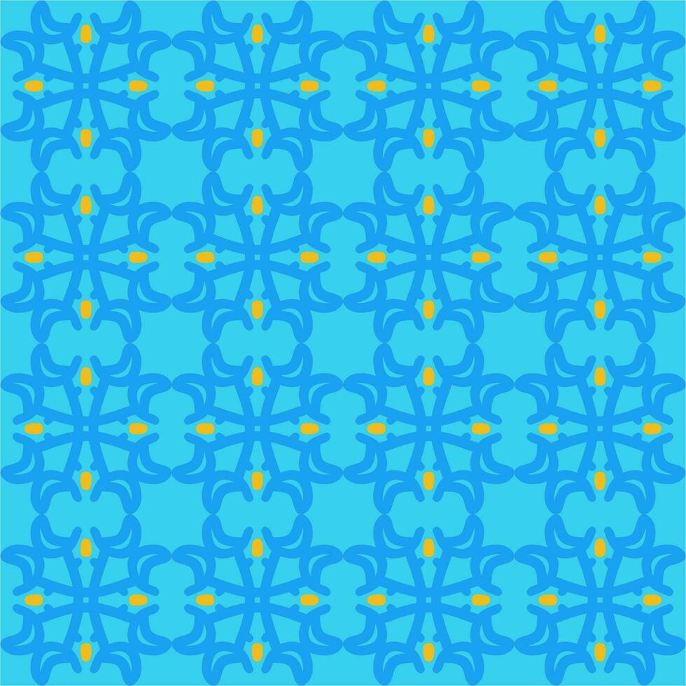 Blau Gelb Orange Mandala Kunst nahtlos Muster Blumen- kreativ Design Hintergrund Vektor Illustration