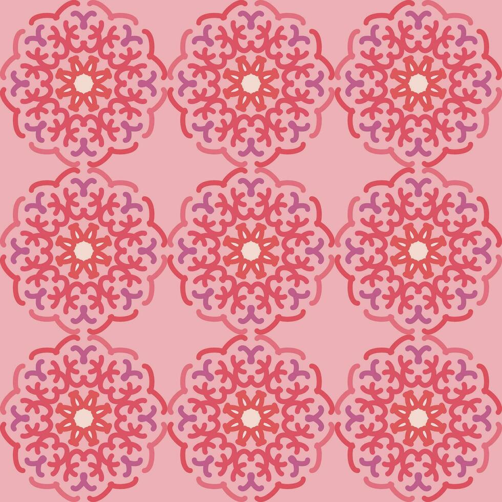 sömlös mönster rosa violett mandala blommig kreativ design vektor illustration bakgrund