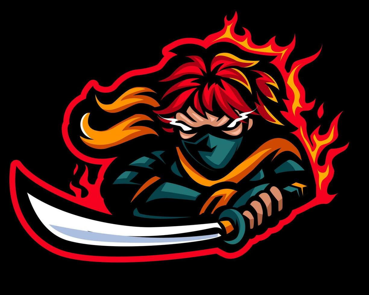 Feuer Attentäter Maskottchen, Vektor Logo Illustration