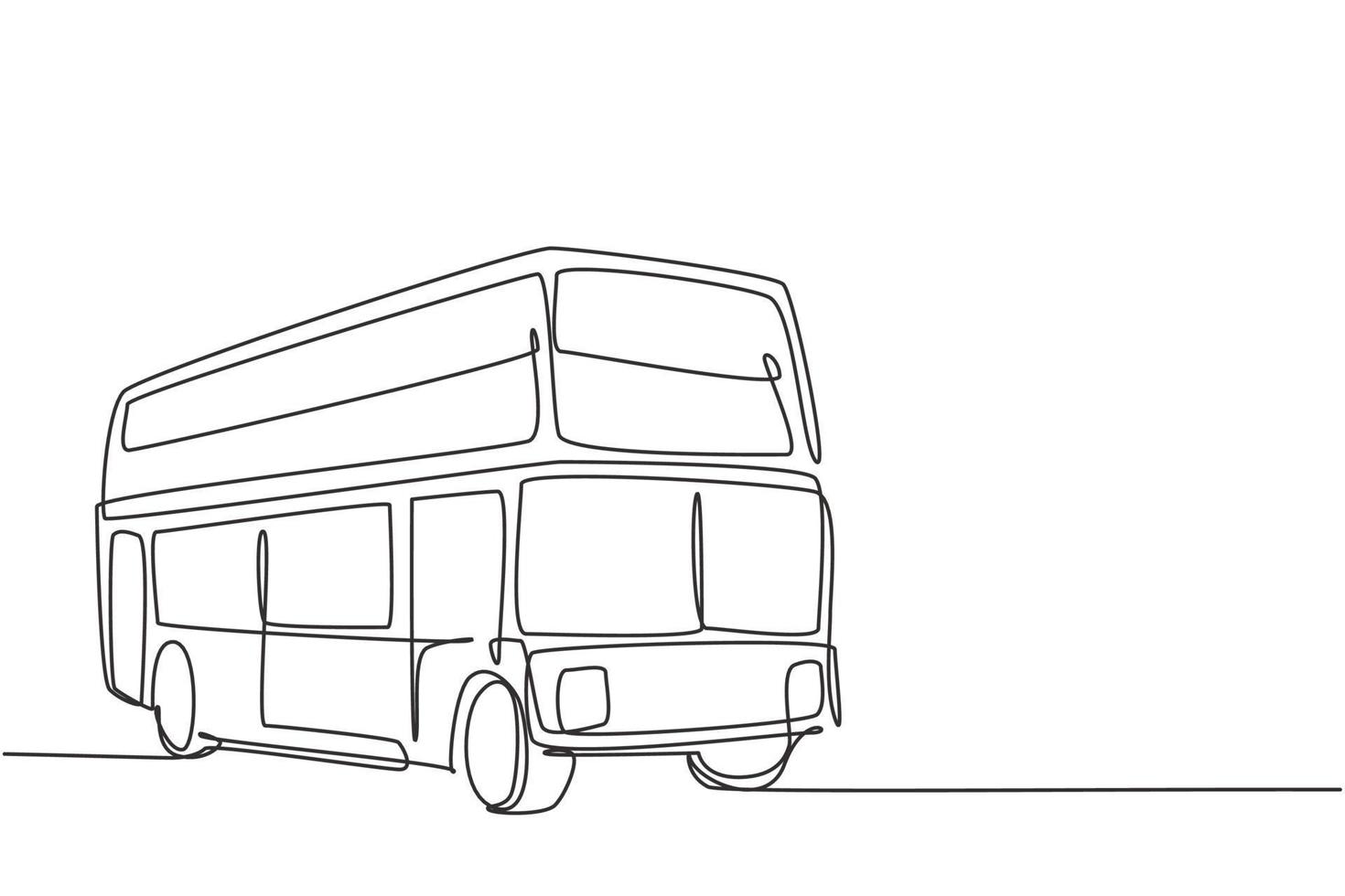 Kontinuierliche, einzeilige Doppeldeckerbusse bringen Touristen durch die Stadt, um das Altstadt-Tour-Paket zu genießen. ein vielversprechendes Transportgeschäft. einzelne Linie zeichnen Design-Vektor-Grafik-Darstellung. vektor