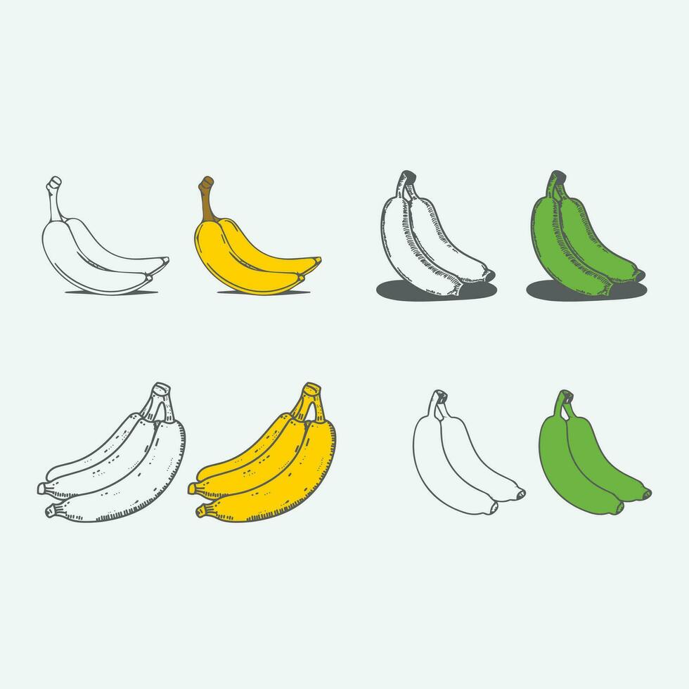 Banane Clip Kunst Hand gezeichnet Vektor Illustration