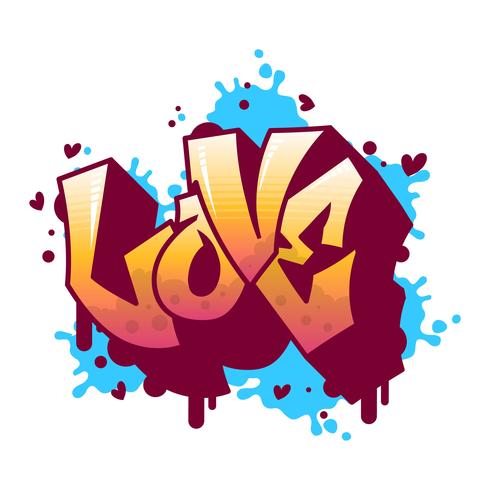 Flache moderne Graffiti-Liebes-Beschriftungs-Vektor-Illustration vektor