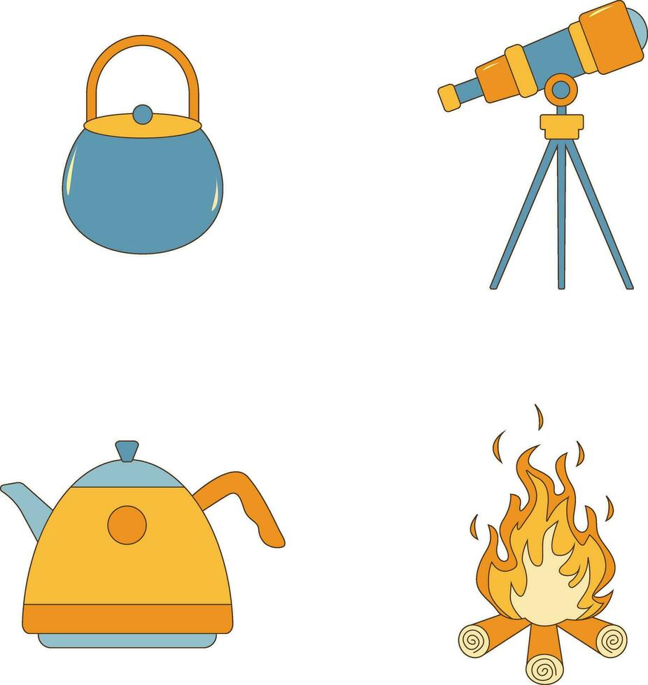 samling av camping Utrustning illustration. med platt tecknad serie design. isolerat vektor ikon.