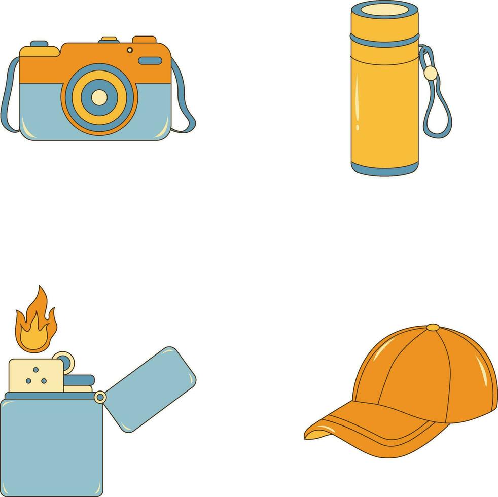 Sammlung von Camping Ausrüstung Illustration. mit eben Karikatur Design. isoliert Vektor Symbol.