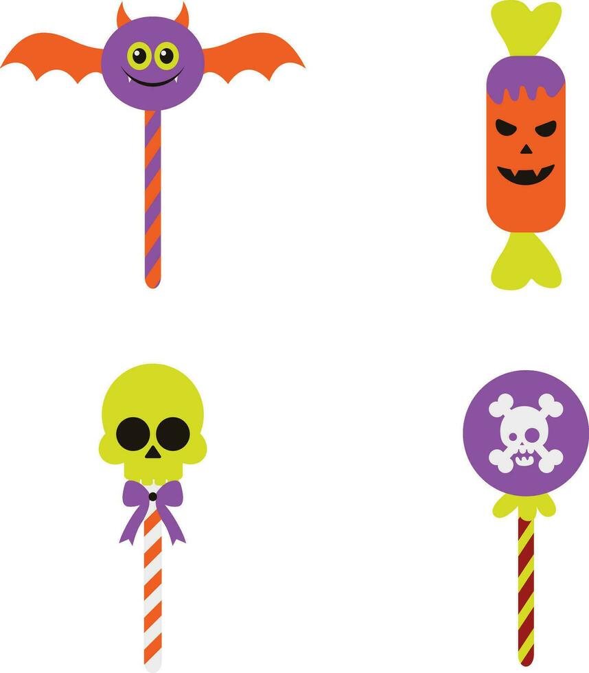 halloween godis samling. i skrämmande tecknad serie design. isolerat vektor ikon.