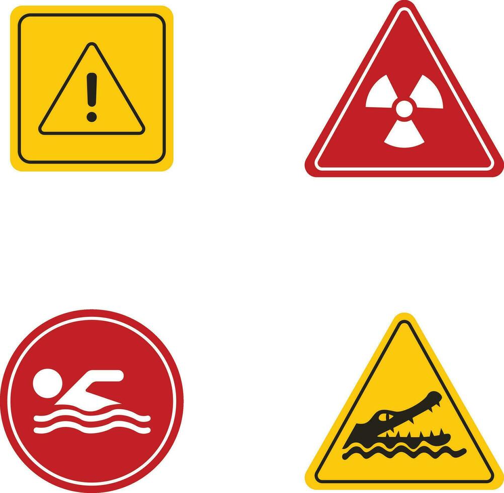 Achtung Warnung Beachtung Satz. isoliert auf Weiß Hintergrund. Vektor Symbol