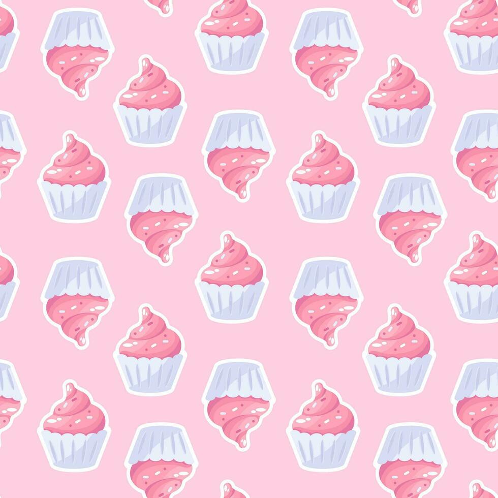 Cupcake nahtlos Muster auf Rosa Hintergrund vektor