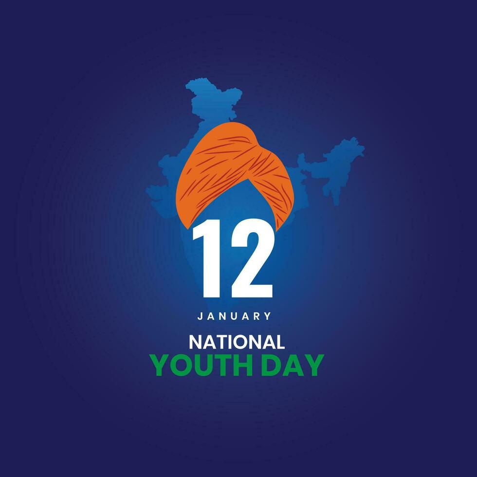 National Jugend Tag von Indien, Vorlage zum Hintergrund, Banner, Karte, Poster, Sozial Medien, Netz Banner, Zeitschrift mit Text Inschrift. editierbar Vektor Illustration. Konzept von International Jugend Tag