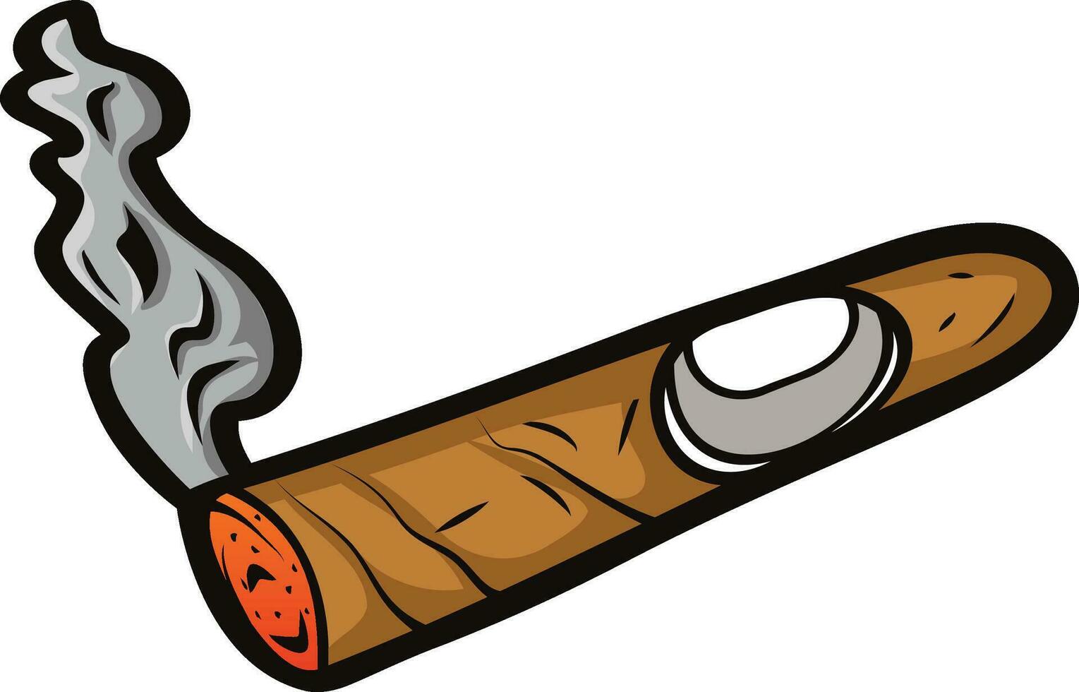 cigarr med rök. isolerat på vit bakgrund. cigarr vektor