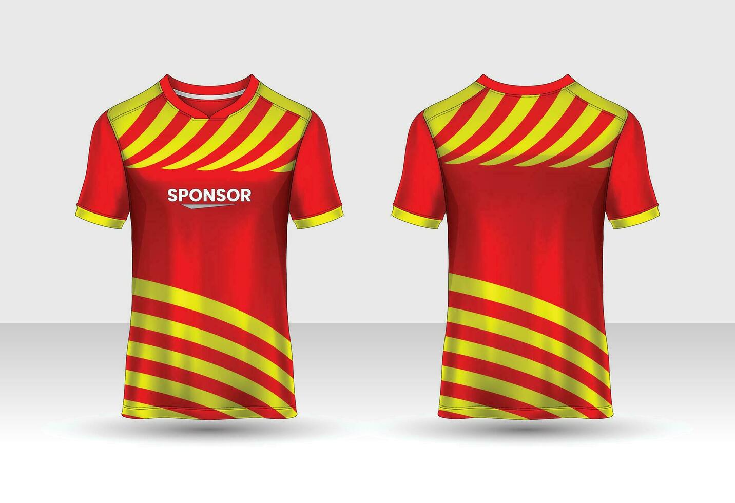 Sport Jersey T-Shirt Design Konzept Vektor Vorlage, Fußball Jersey Konzept mit Vorderseite und zurück Aussicht zum Kricket, Fußball, Volleyball, Rugby, Tennis und Badminton Uniform