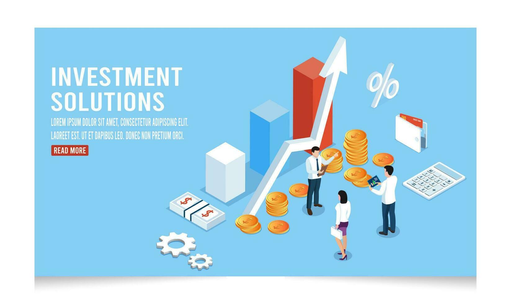 3d isometrisk mall av handel lösningar för investeringar, analys av försäljning, växa data. lätt till redigera och anpassa. vektor illustration eps10